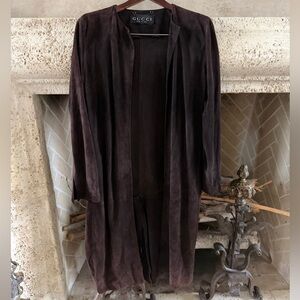 Gucci Women's Dark Brown Suede Trench Coat